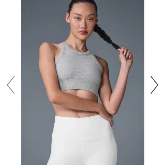 Alo Seemless Delight High Neck Bra Tank - Grey Small - Picture 5 of 7